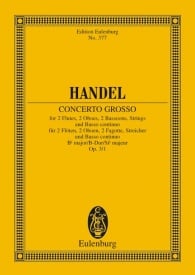 Handel: Concerto grosso Bb major Opus 3/1 HWV 312 (Study Score) published by Eulenburg
